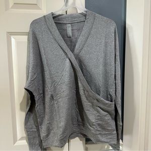Women’s Size Medium Grey Zuda Long Sleeve Top with Cross Front
